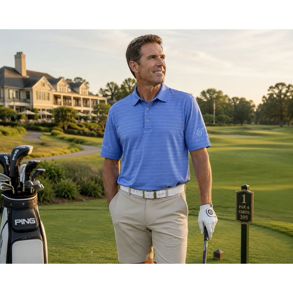 Ping Collection Dry Fiber Dynamics Polo XL Periwinkle Textured Golf Glatfelter